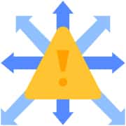 Managing Risk in Online Therapy - triangular alert icon with arrows pointing in various directions